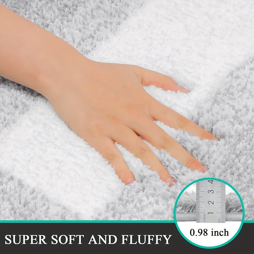 Soft Comfortable Bathroom Rugs Sets 3pcs, Plush Shaggy Bath Rugs for Bathroom Anti-Slip, Absorbent Microfiber Bathroom Mat Home Decor with U-Shaped Contour Toilet Mat for Bathroom Tub, Shower