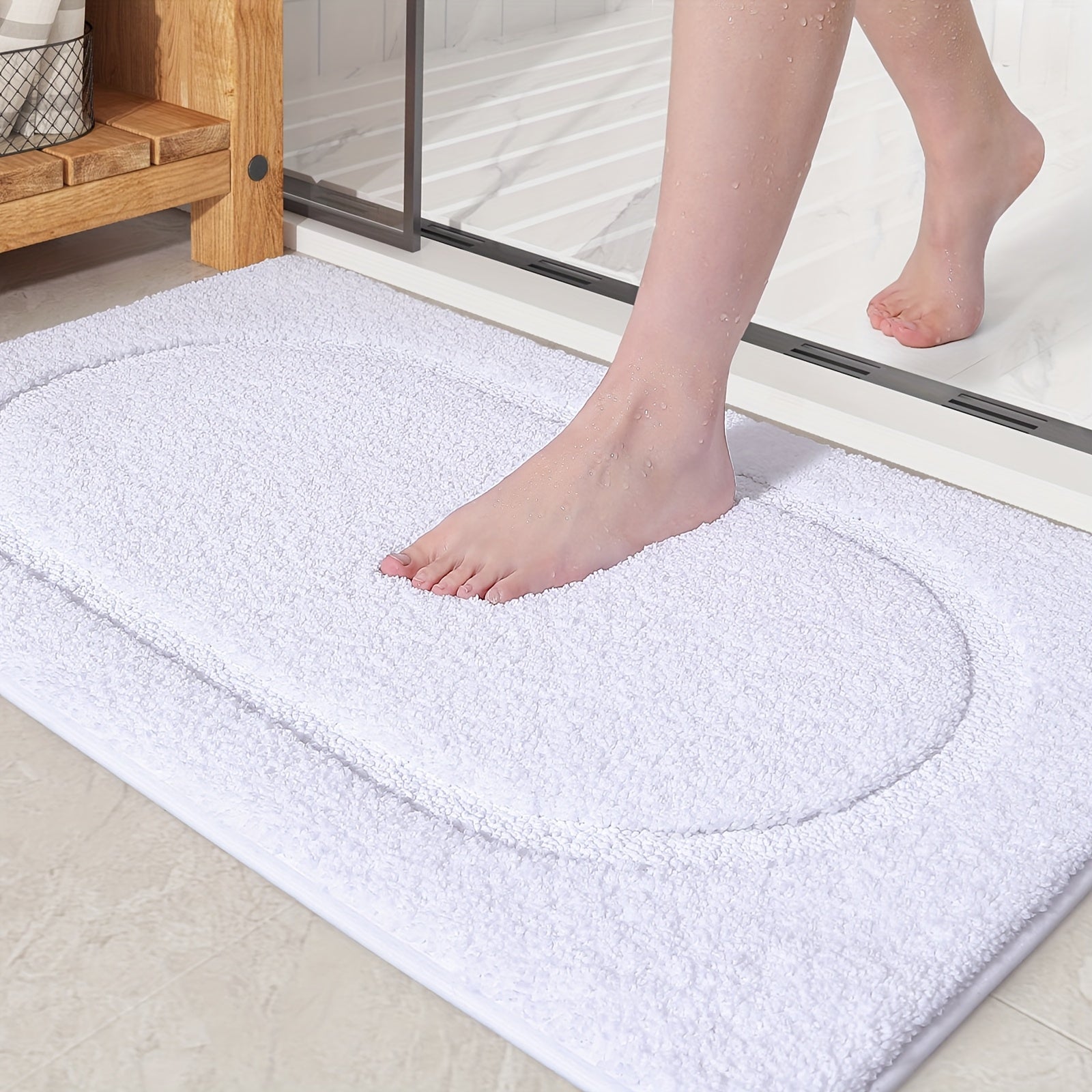 1pc, Bathroom Rug Mat, Soft And Absorbent Premium Bath Rug, Washable Non-Slip Bath Mat For Bathroom Floor, Tub, Shower Room And Entryway - Plush Rectangular Floor Mat