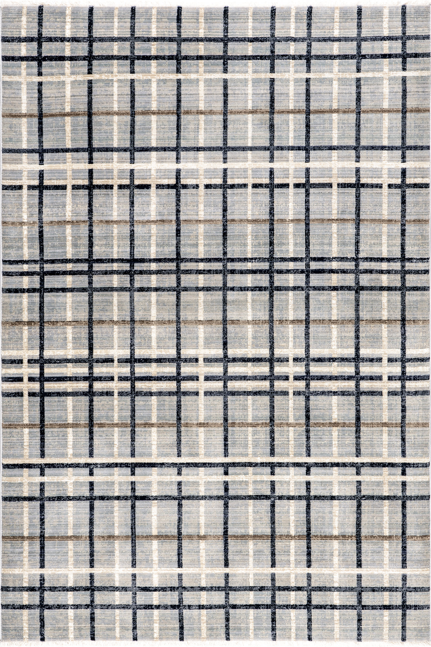 Lina Plaid Fringed Rug | Blue