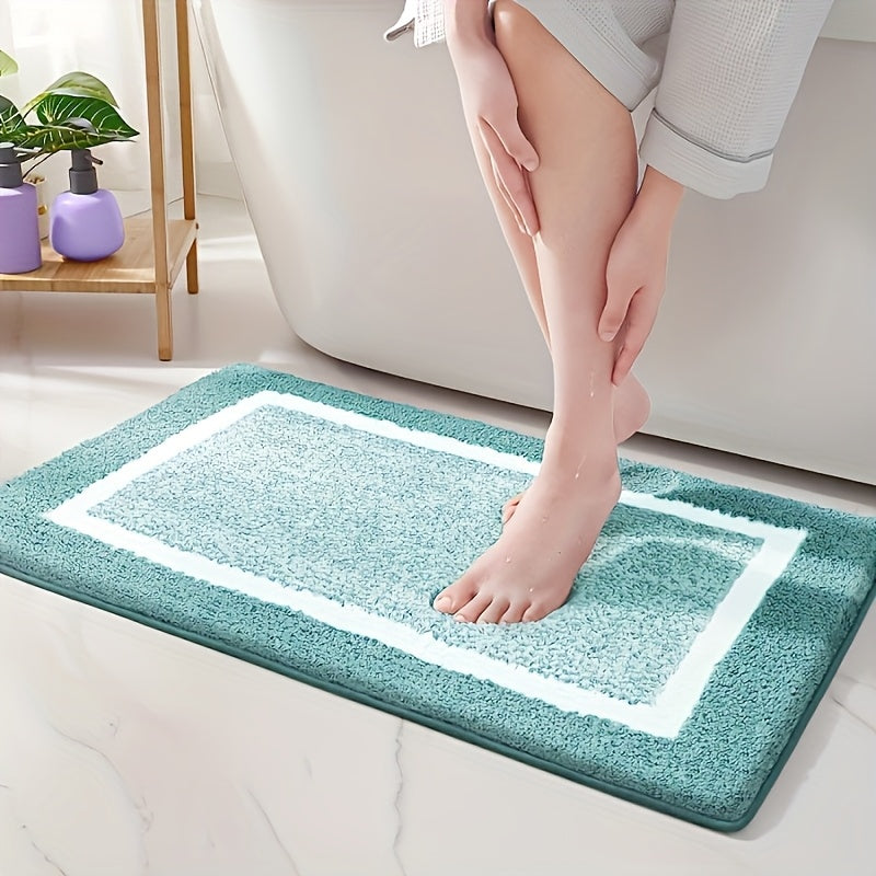 1pc Thick And Soft Imitation Fleece Bathroom Carpet, Absorbent And Non Slip Mat, Bathroom Decoration And Accessories, Bathroom Thick Foot Mat, Absorbent Foot Mat, Household And Non Slip Bathroom Floor Mat
