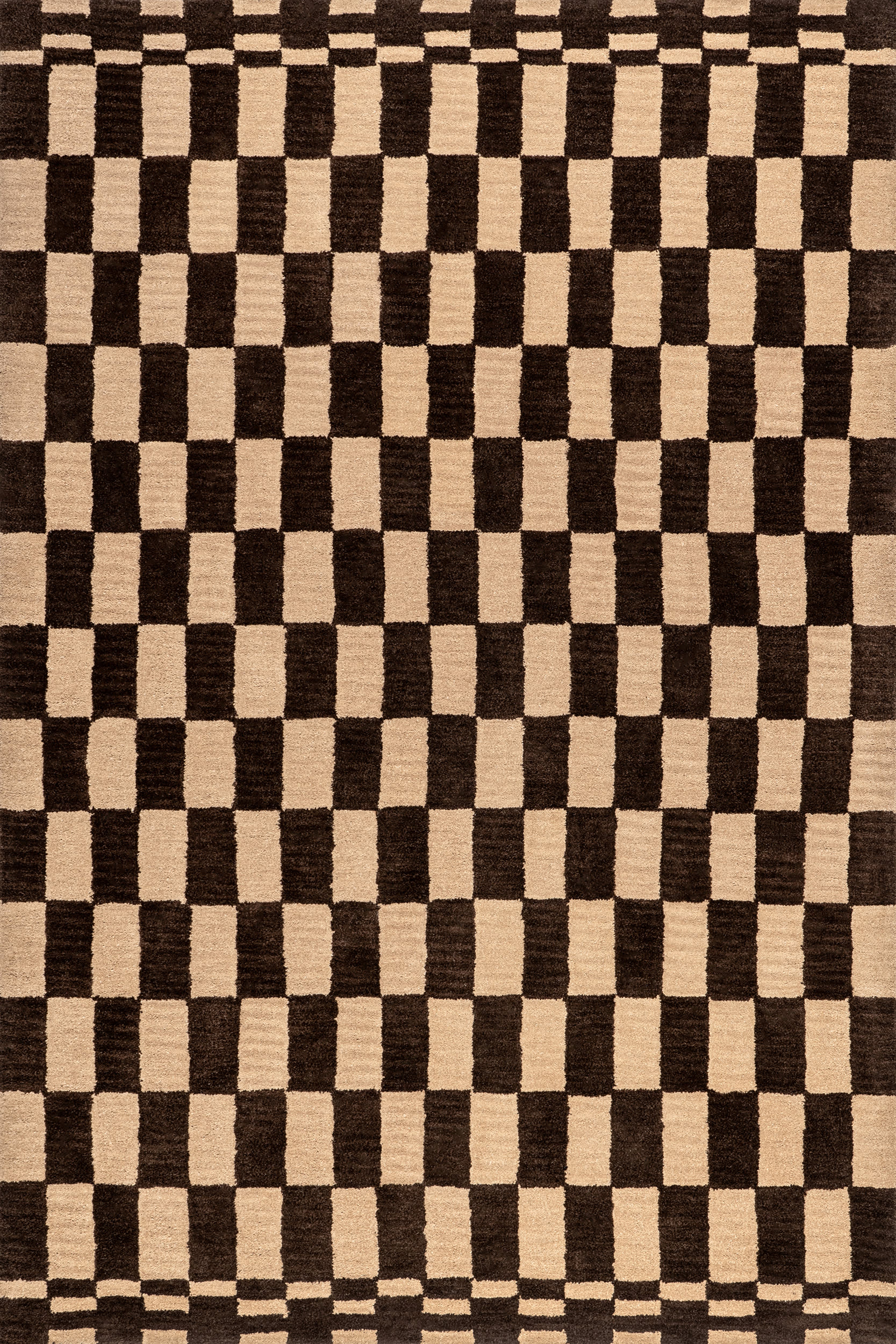 Kai Checkerboard Wool Rug | Dark Brown