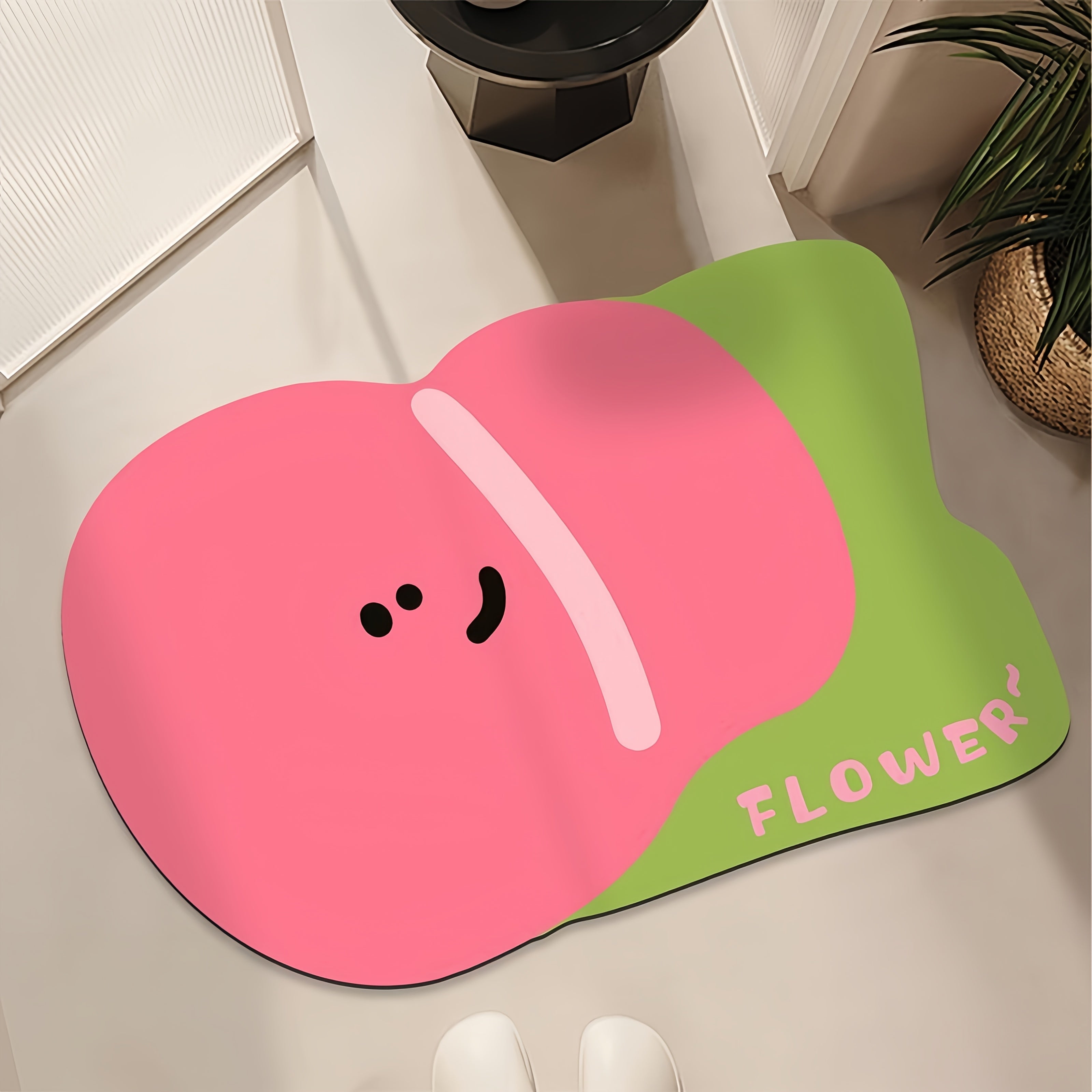 1pc natural diatomite cartoon cute peach antiskid quick-drying mat diatom ooze mat mat bibulous anti-skid bathroom quick dry and clean dirty wear-resisting resistance is suitable for the bath tub shower bathroom kitchen