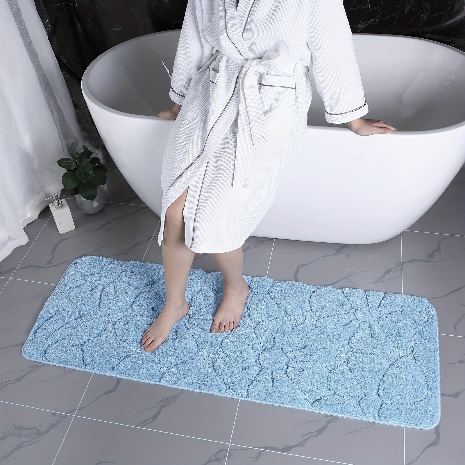 Vennocci Super Soft Water Absorbnet Microfiber Bathroom Rugs, Shower Bath Mats for Bathroom Non-Slip Machine Washable