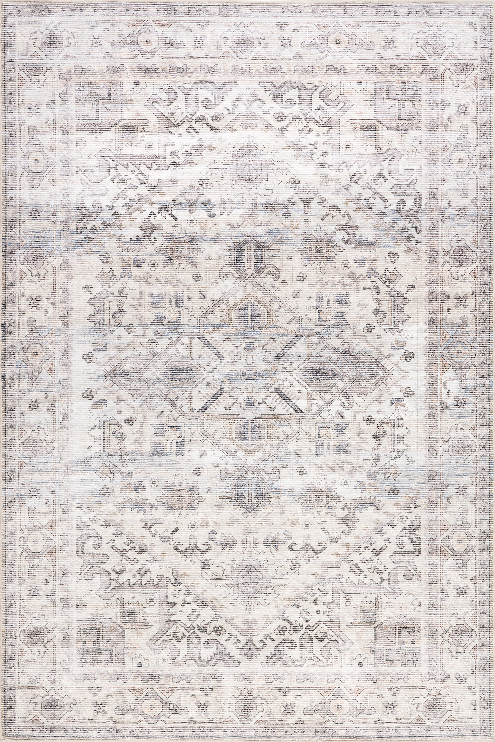 Rylan Medallion Spill Proof Washable Rug | Grey