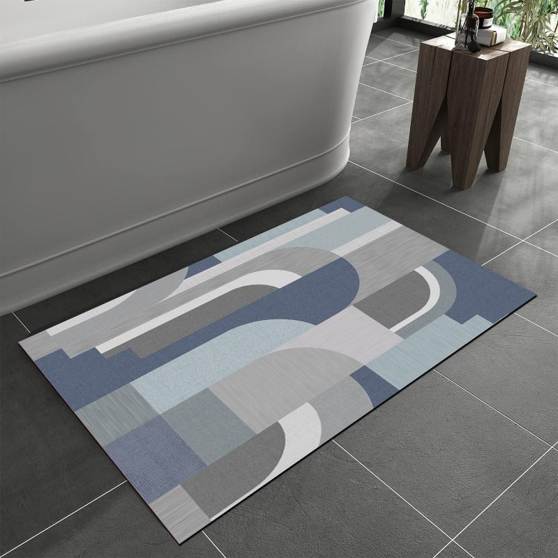 1pc Mid-Century Modern Bath Mat - Super Absorbent Quick-Dry Bathroom, Non-Slip Machine Washable Floor Mat with Rubber Backing, Soft Bathroom Kitchen Mat for Shower, Bedside, Laundry Room - Bathroom Decor in Blue/Gray/White/Black/Beige/Gray/Red - Easy