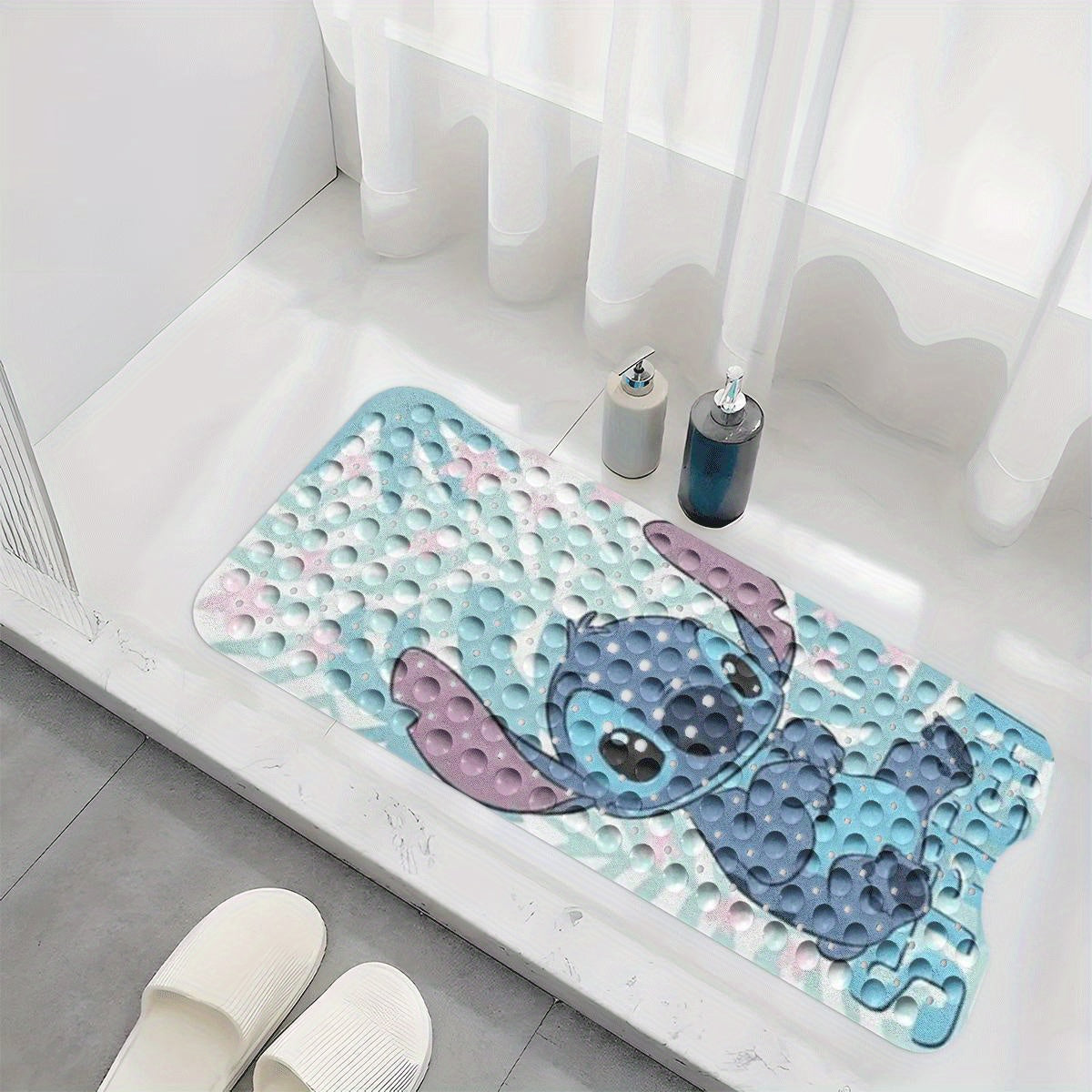 Disney Stitch Halloween Party Theme Bathtub Mat- Bath Mats for Bathroom Non Slip- 40*100cm/ 15.7*39.3inch, Comfortable Bathing Shower Floor Anti-slip Water-absorbent Soft Collection Collection- Bath Mat Inside Tub Extra Long