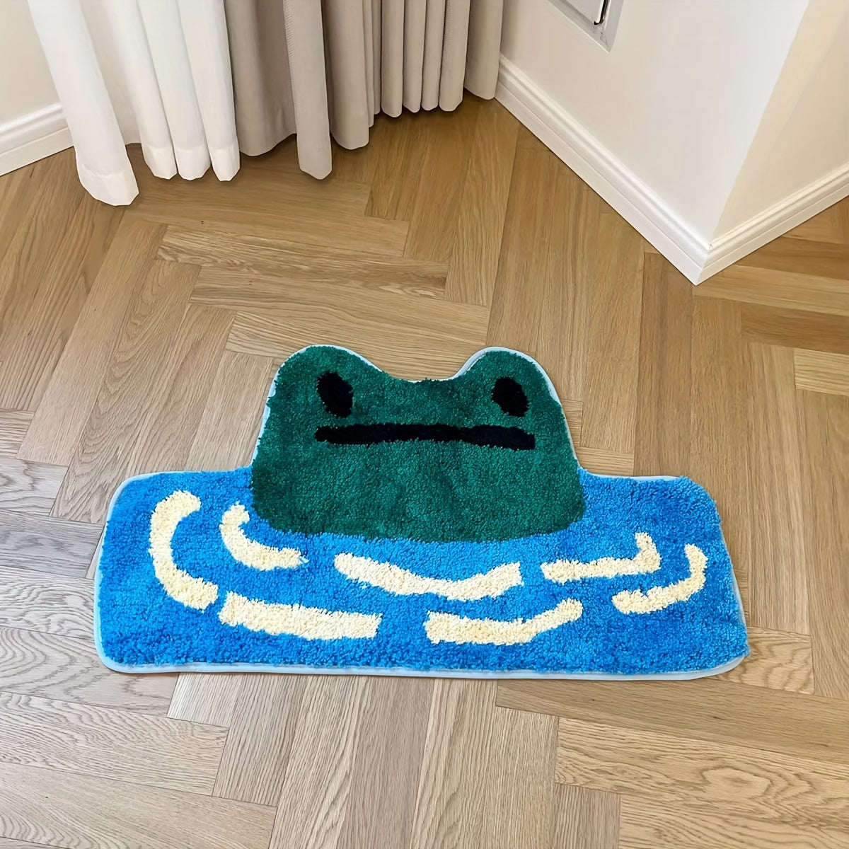 Plush Frog-Shaped Bath Mat - Thick, Non-Slip & Absorbent Carpet for Bedroom, Living Room & Bathroom Decor, Fluffy Plush Winter Decor Decoration