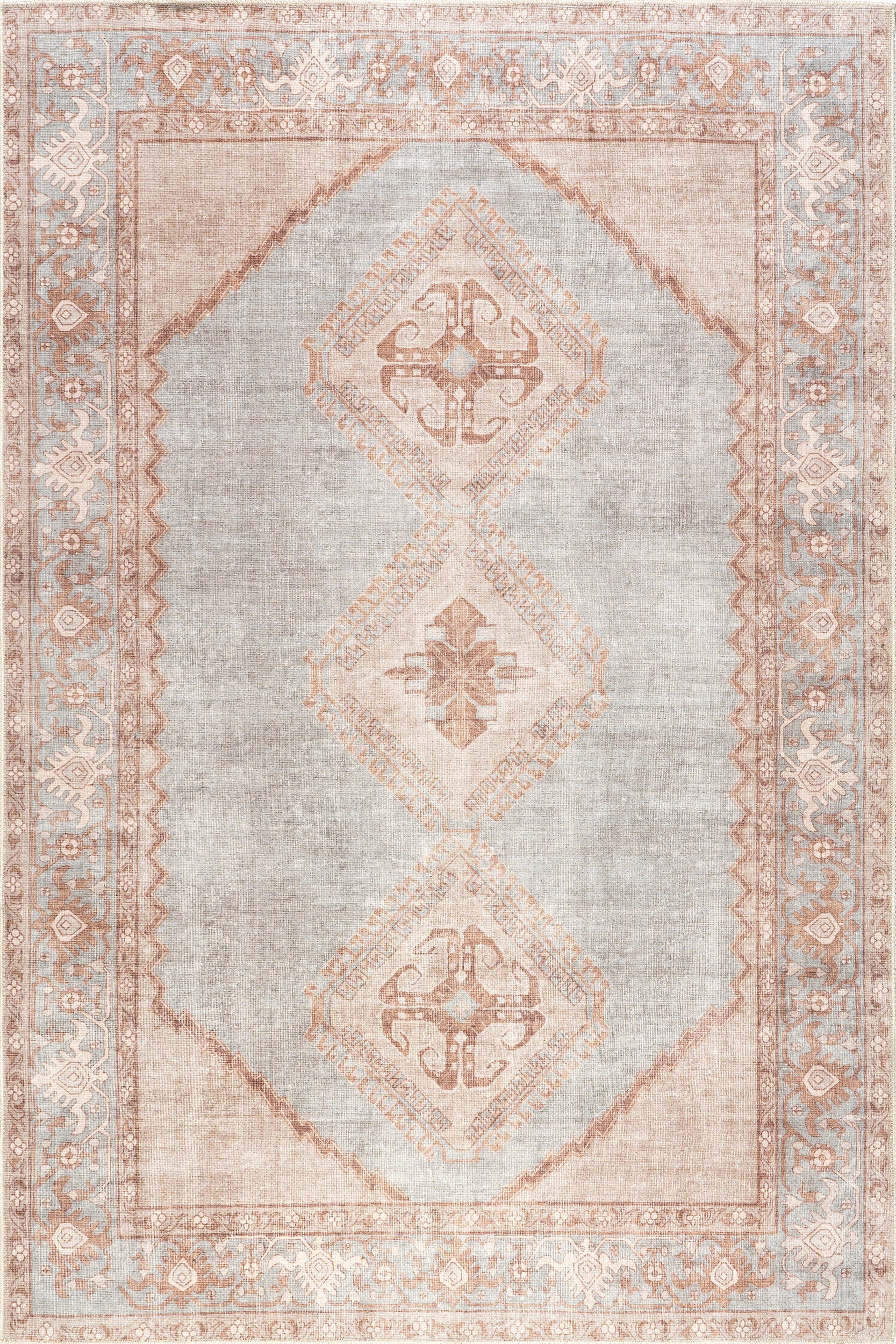 Shivani Medallion Washable Rug | Light Brown