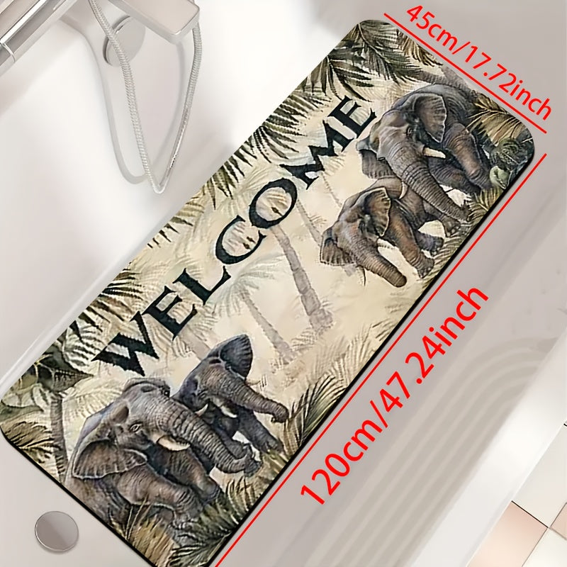 1pc Diatomite Bath Mat, Welcome to the Jungle World Print Design, Quick-Dry Non-Slip Absorbent Floor Mat, Soft and Comfortable, Suitable for Bathroom, Shower Room, Laundry Room, Bedroom, Door Mat, RV Bathroom, Bathroom, Non Slip Bathtub Mat, Bath Matts