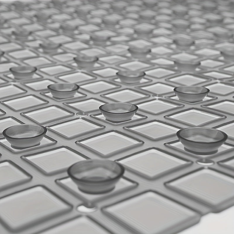 [Non-Slip Bath] DEXI Extra Long Non-Slip Bath Tub Mat - 15.7" x 39.4" Gray PVC with Suction Cups & Drain Holes, Machine Washable - Ideal for a Safer, More Comfortable Shower Experience