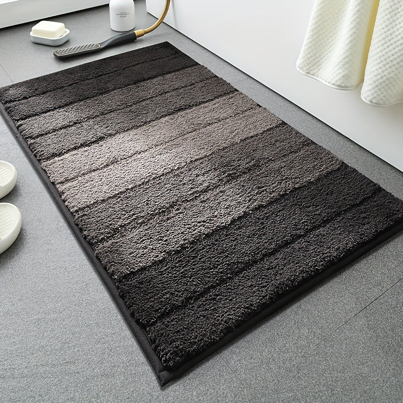 1pc Striped Flocking Bath Mat, Luxury Thick Ultra-Fine Fiber Bathroom Door Mat, Non-Slip Super Soft Absorbent Bath Rug, Machine Washable Bathroom Mat, Suitable for Bedroom, Living Room, Kitchen Entrance Foot Mat