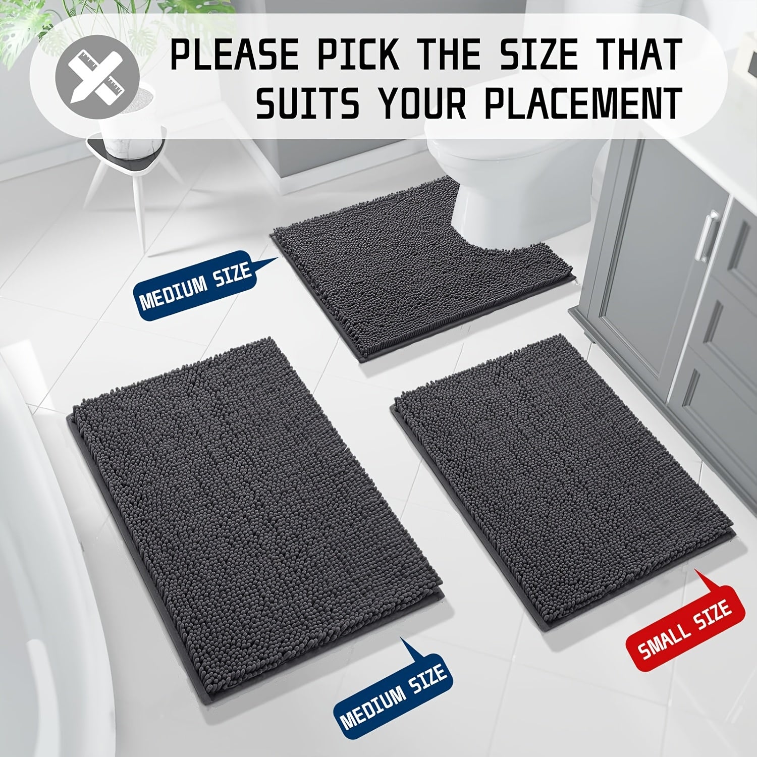 3pcs, Nordic Style 3pcs Bathroom Floor Mat, Simple and Fashionable, Enhance the Bathroom Style, Add a Gentle Color to the Bathroom, Super Absorbent 3pcs Bathroom Floor Mat, Quick Dry, Anti-slip and Easy to Clean 3pcs Bathroom Floor Mat, Solve the Bathroom