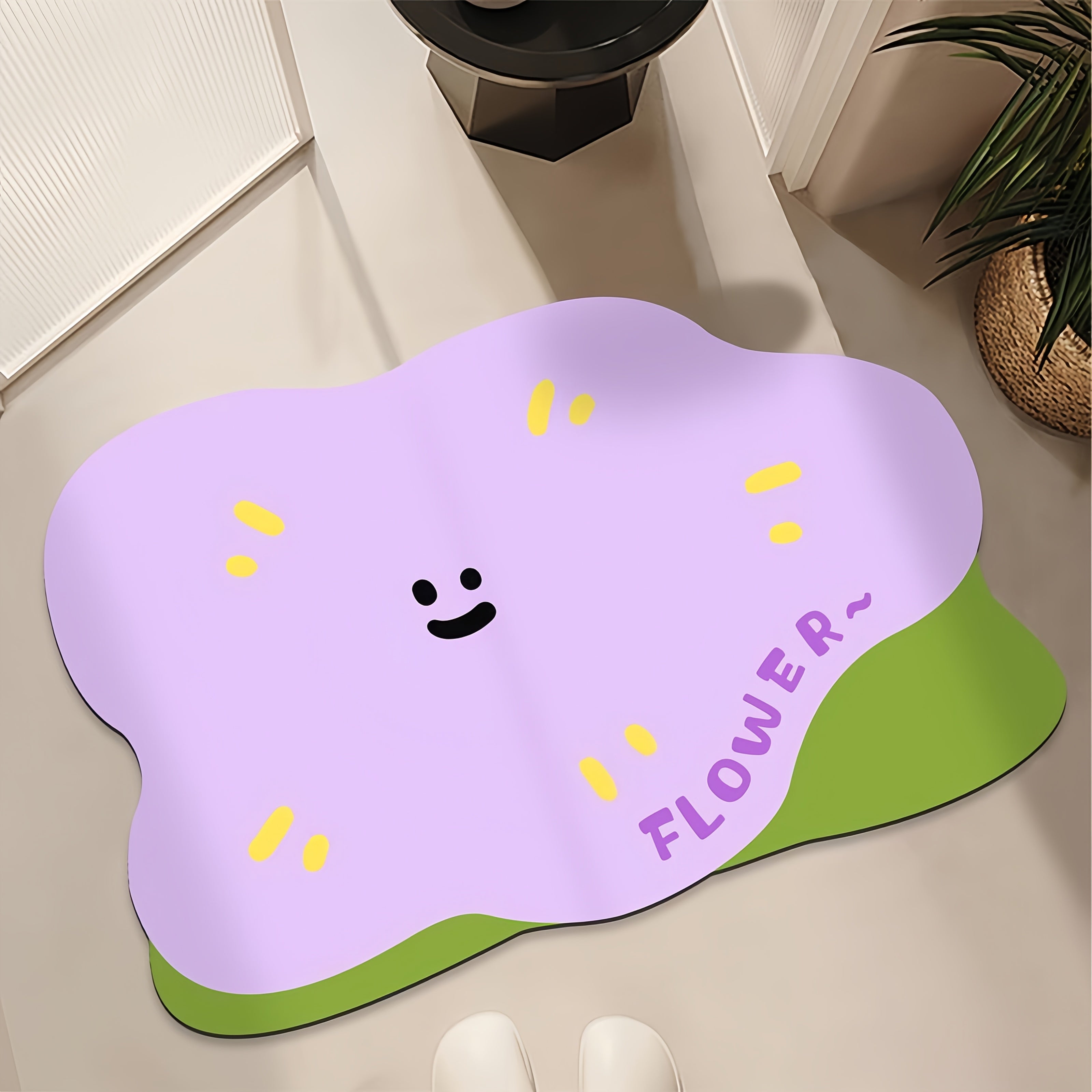 1pc natural diatomite cartoon cute peach antiskid quick-drying mat diatom ooze mat mat bibulous anti-skid bathroom quick dry and clean dirty wear-resisting resistance is suitable for the bath tub shower bathroom kitchen