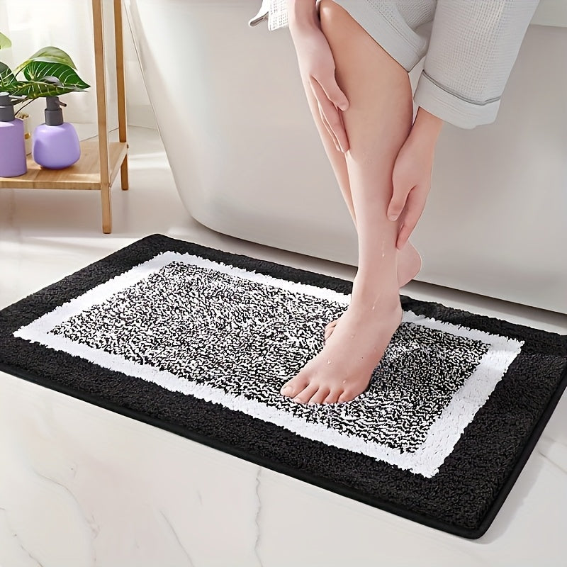 1pc Thick And Soft Imitation Fleece Bathroom Carpet, Absorbent And Non Slip Mat, Bathroom Decoration And Accessories, Bathroom Thick Foot Mat, Absorbent Foot Mat, Household And Non Slip Bathroom Floor Mat