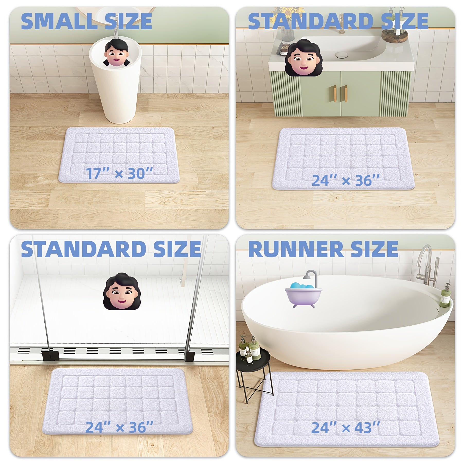 Plush Non-Slip Bath Mat, Ultra Absorbent Quick-Dry Bathroom Rug for Floor, Machine Washable, Super Soft & Stylish for Shower and Home Decor