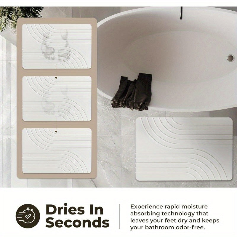 Stone Bath Mat, Diatomaceous Earth Non-Slip Stone Shower Mat - Quick Drying Absorbent Bath Mats for Bathroom - Elegant & Modern Design, Easy to Clean (23.5 x 15) - Sandstone