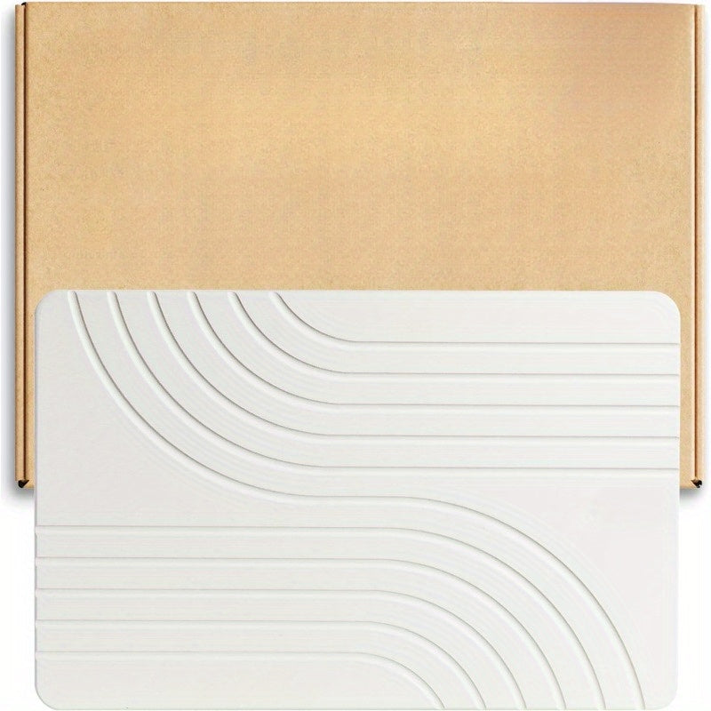 Stone Bath Mat, Diatomaceous Earth Non-Slip Stone Shower Mat - Quick Drying Absorbent Bath Mats for Bathroom - Elegant & Modern Design, Easy to Clean (23.5 x 15) - Sandstone