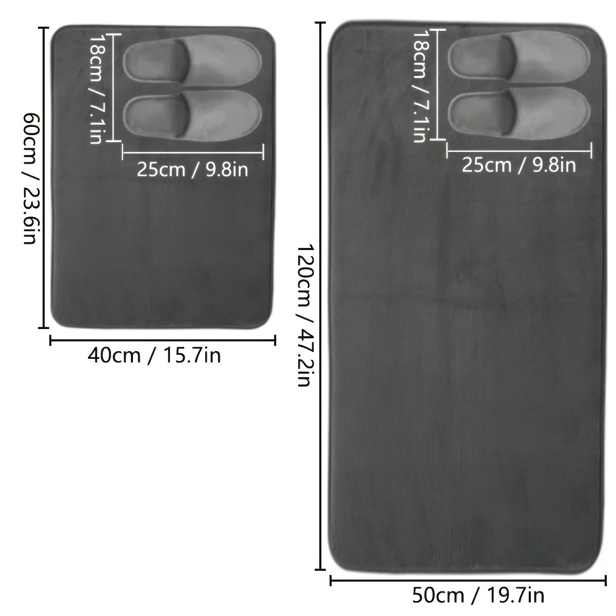 2pcs Thickened Flannel Bathroom Absorbent Floor Mat Set, Furry Bathtub Non-slip Doorstep Mat Entrance Mat