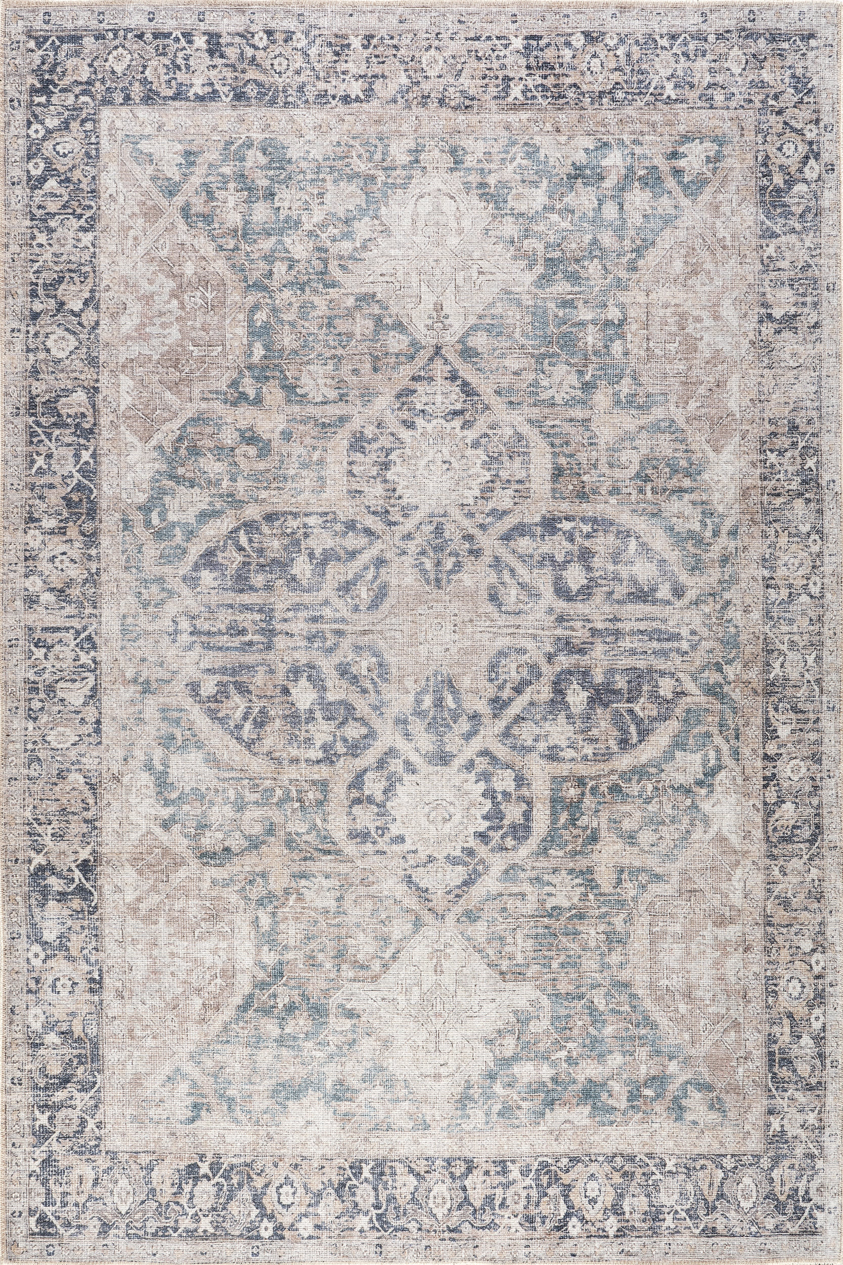 Nanisca Medallion Washable Rug | Beige