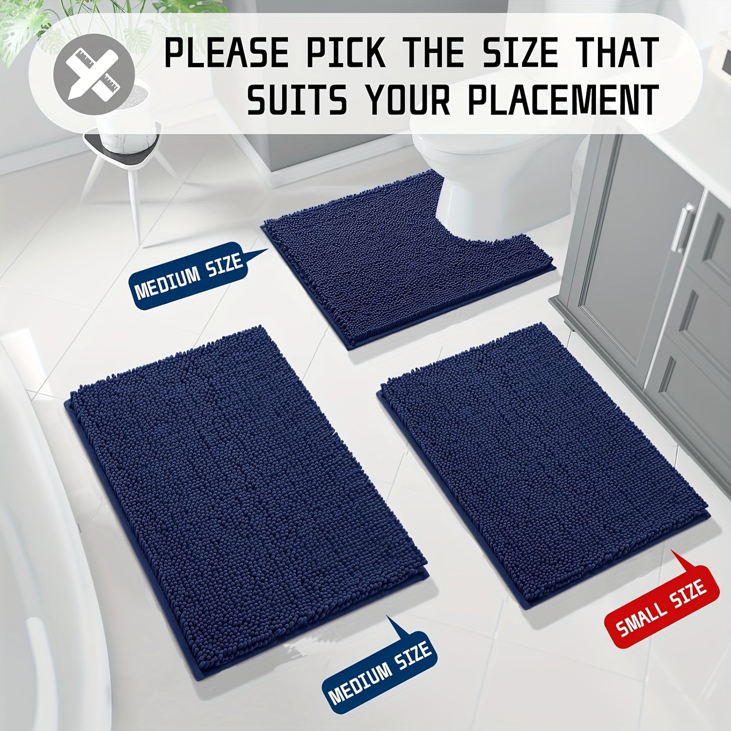 3pcs, Nordic Style 3pcs Bathroom Floor Mat, Simple and Fashionable, Enhance the Bathroom Style, Add a Gentle Color to the Bathroom, Super Absorbent 3pcs Bathroom Floor Mat, Quick Dry, Anti-slip and Easy to Clean 3pcs Bathroom Floor Mat, Solve the Bathroom